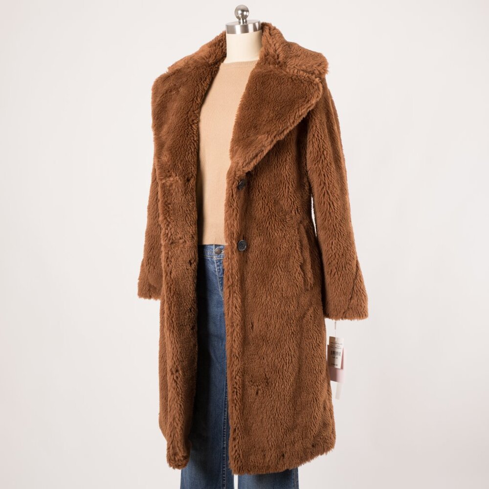 Avec Les Filles Faux Fur Teddy Coat Size XS Chocolate Brown - Picture 2 of 6